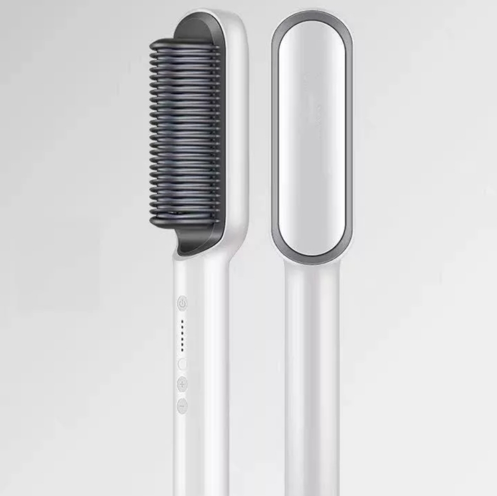 Sleek White Hair Straightening Brush